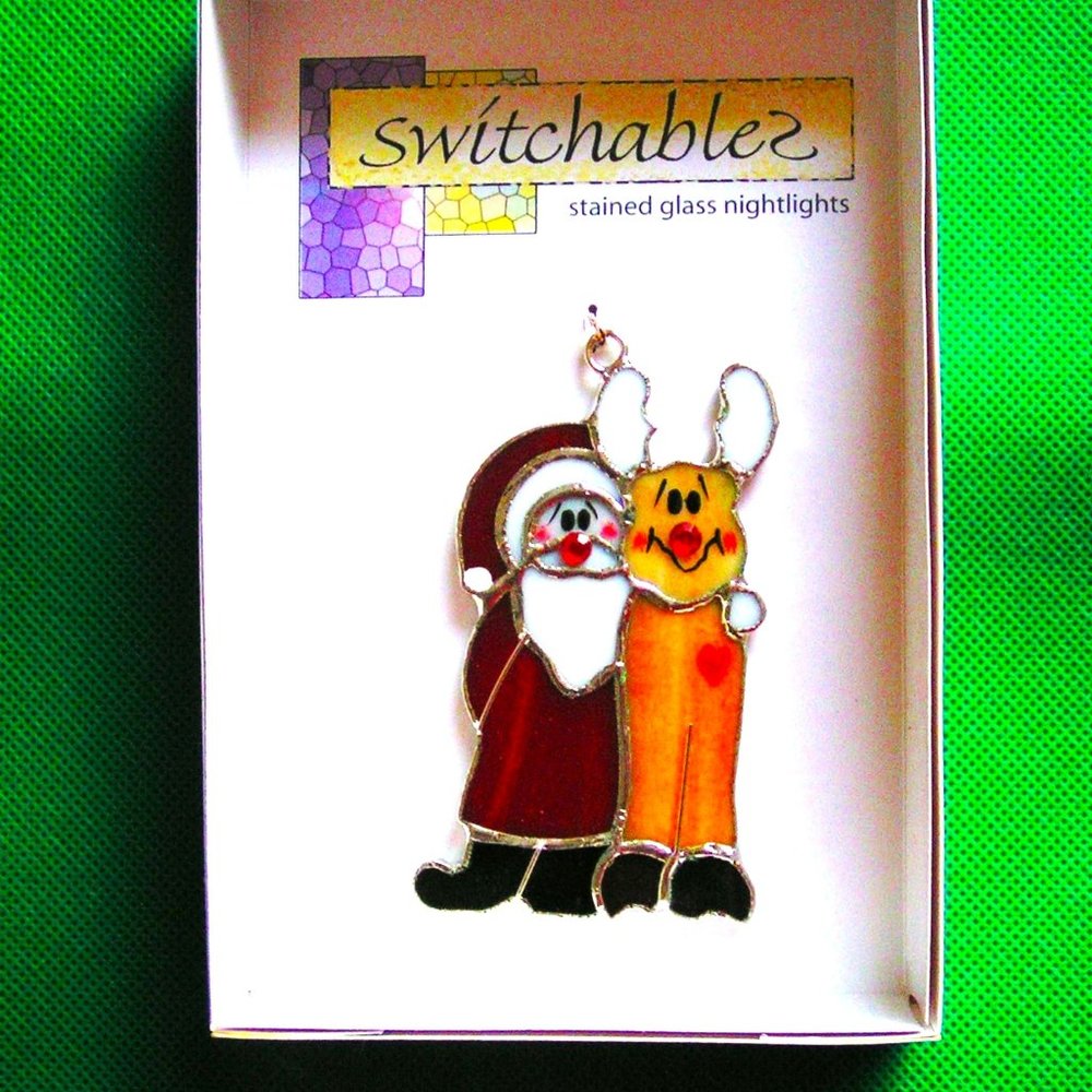 SWITCHABLE SANTA AND RUDOLPH CUTE STAINED GLASS NIGHTLIGHT COVER